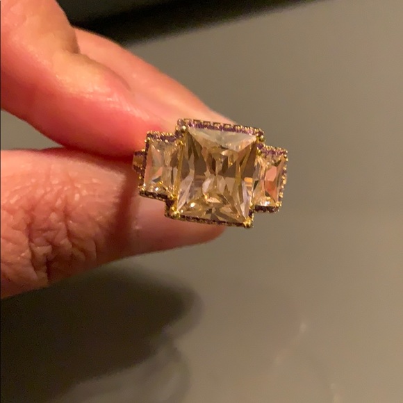 Savvy Cie 18K Gold Vermeil Radiant Cut 3Stone Ring - Picture 9 of 16